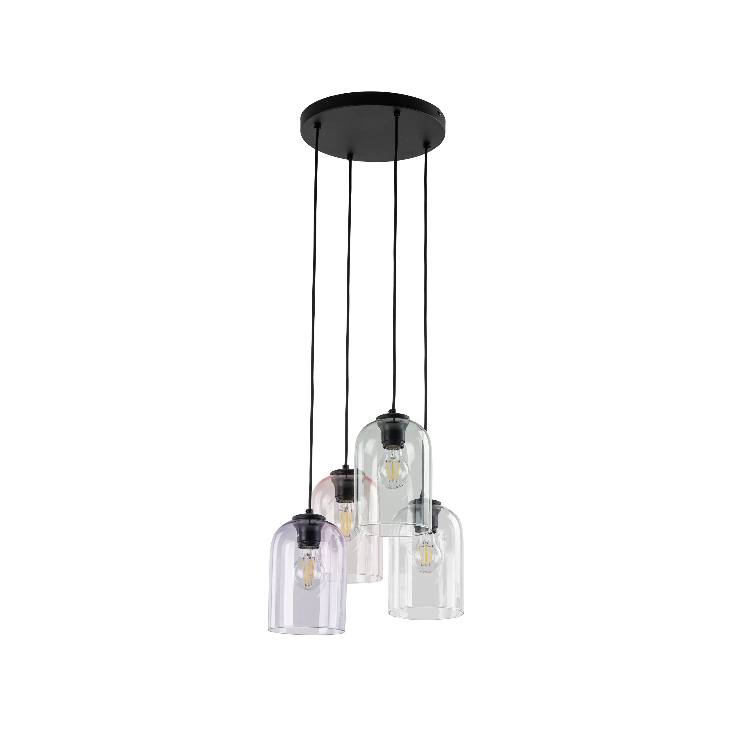 Lampa wisząca MOLLY czarna różnokolorowe transparentny różowy zielony fioletowy klosz 150x38cm