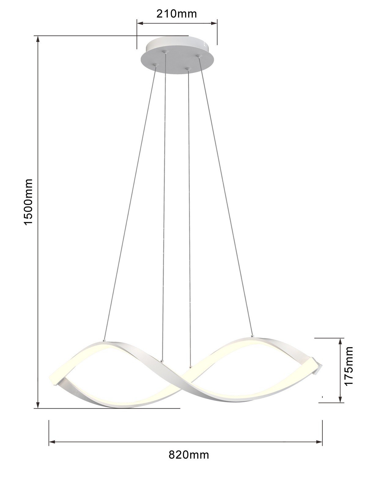 Aviano Lampa wisząca spiralna pozioma. Możliwość 3-stopniowego ściemniania włącznikiem naściennym (klik) - 6033-0106