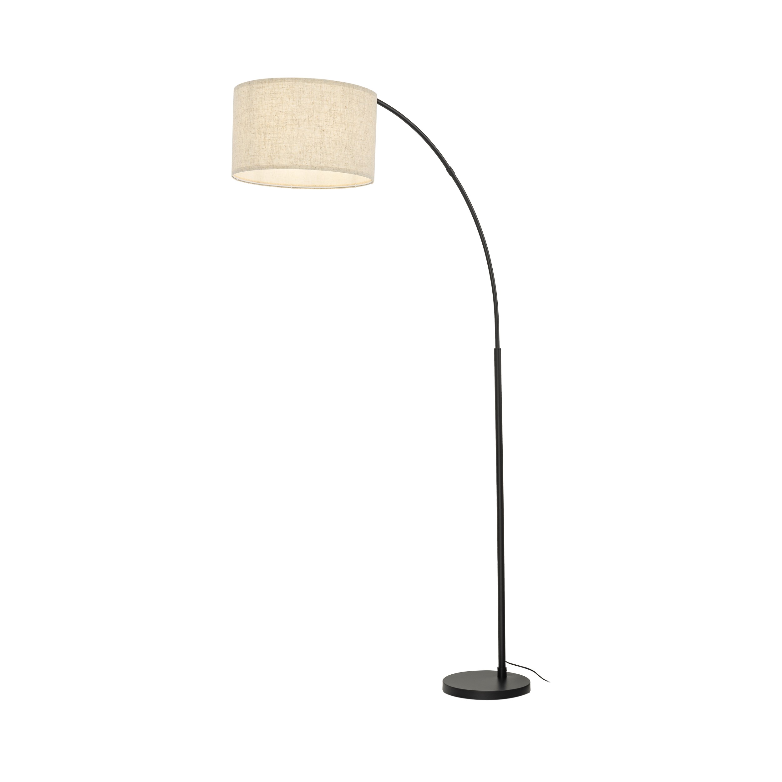 Lampa podłogowa ZENITH czarna z brązowym lnianym kloszem 200x130x50cm - TK_16023