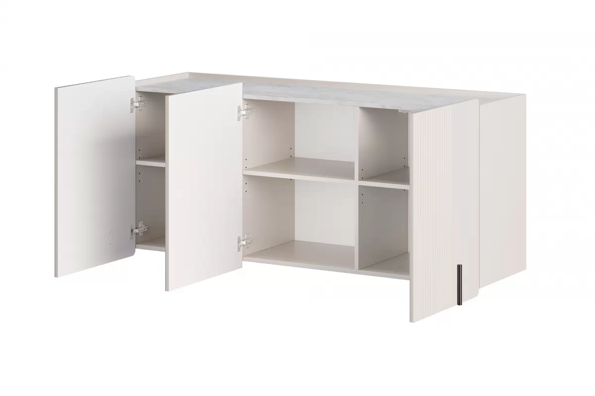 MALMI Komoda 150 3D - cashmere / crema bianca / wisząca / czarne uchwyty - B_162313