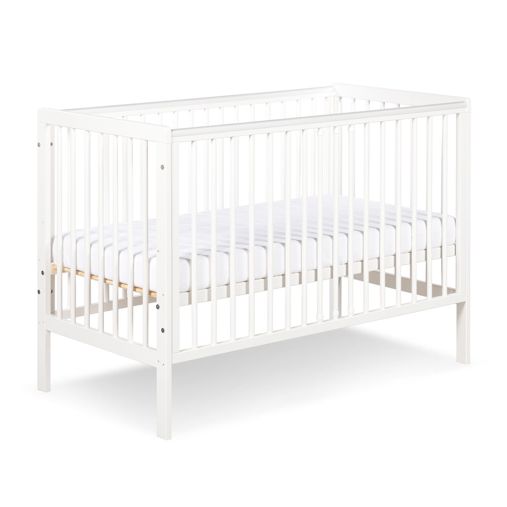 Łóżko niemowlęce dziecięce TIMI 60x120 białe z barierką